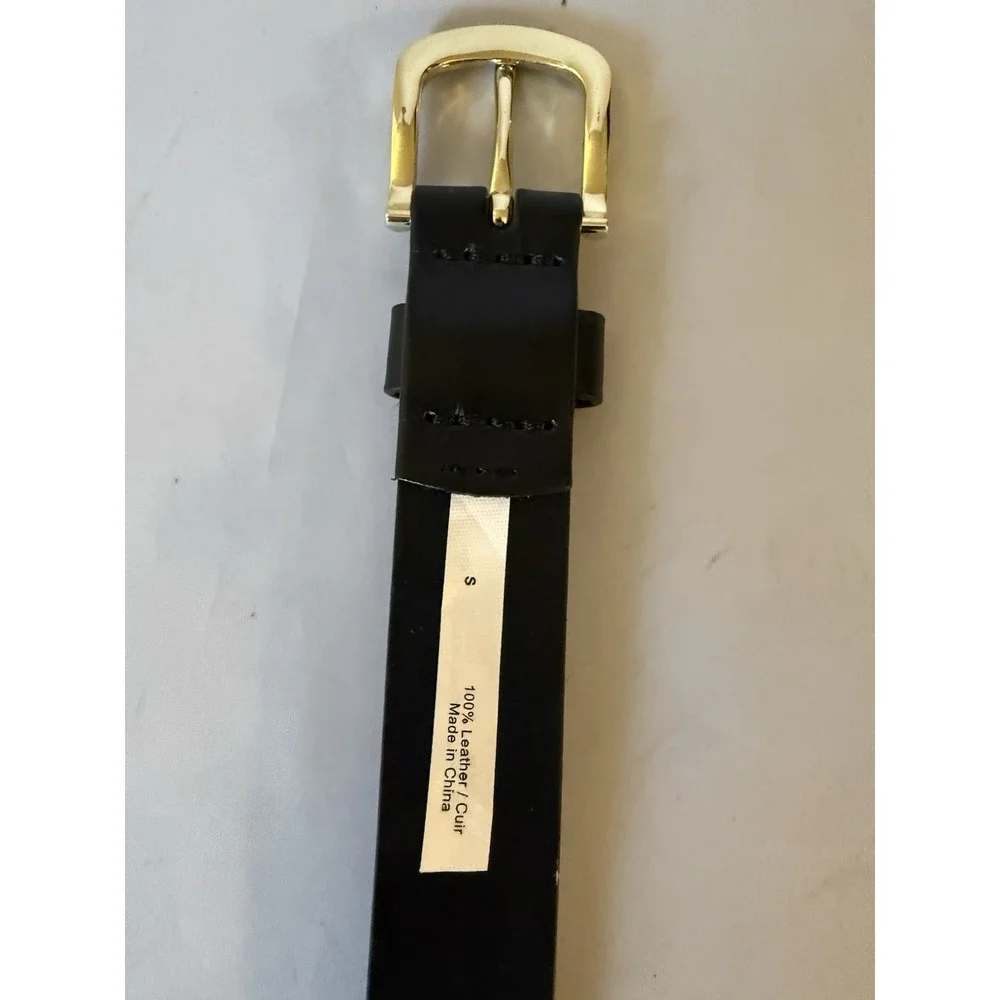 J.Crew Black Classic Belt in Genuine Leather Size Small Gold Buckle Casual Dress